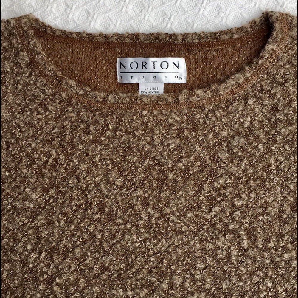 Norton Studio Women's Brown Textured Crew Neck Sweater